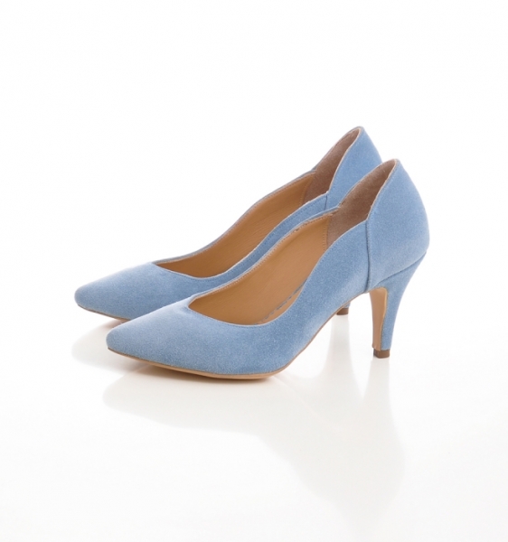 Pantofi stiletto din piele albastra intoarsa [4]