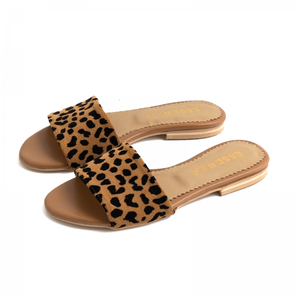Flip flops din piele naturala cu animal print [3]