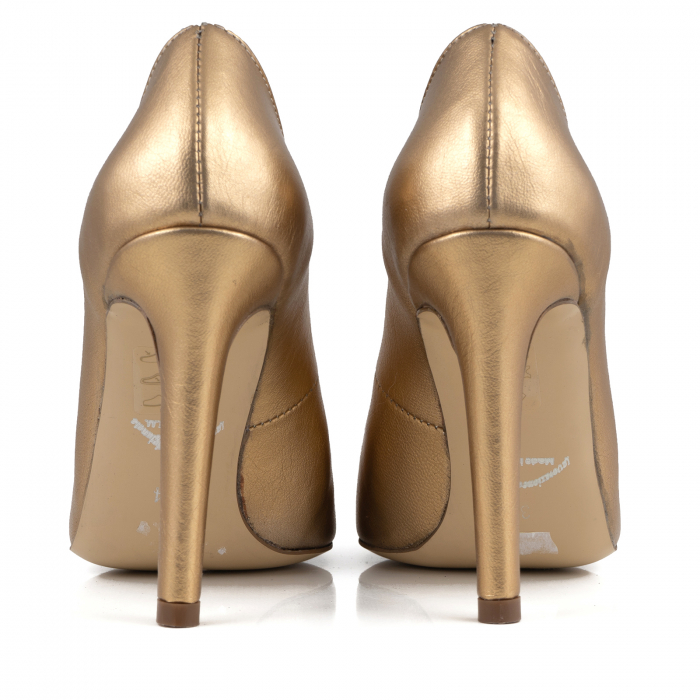Pantofi Stiletto din piele laminata aurie [4]