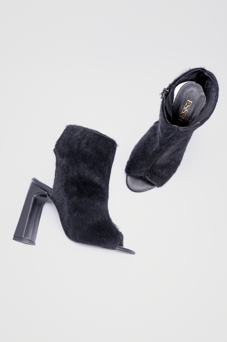 Ely Black Pony Hair Sandals [4]