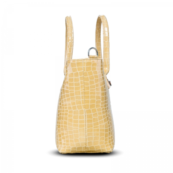 Poseta Diana, din piele lacuita beige cu textura tip croco [4]