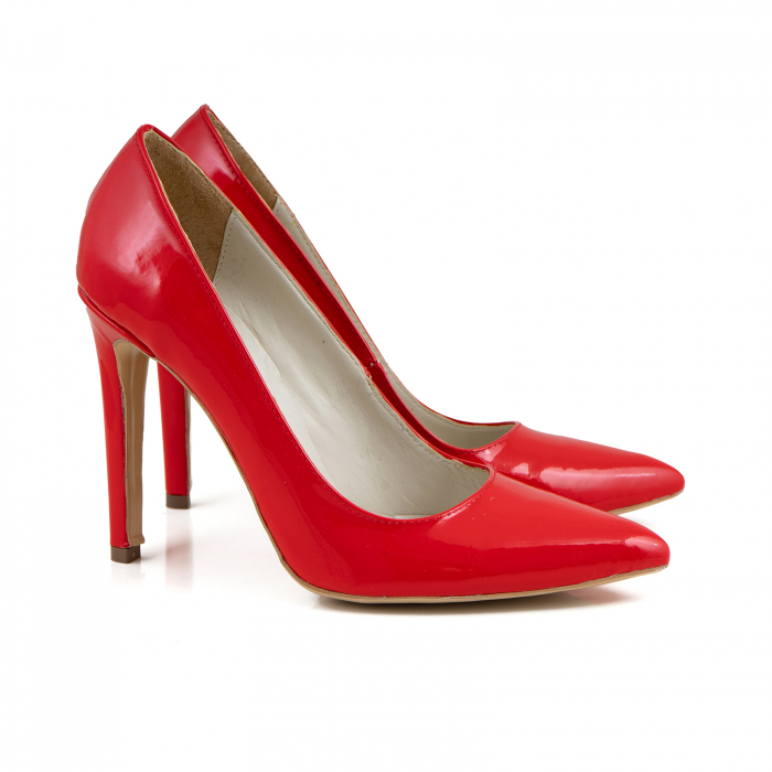 Pantofi Stiletto din piele lacuita rosie [4]