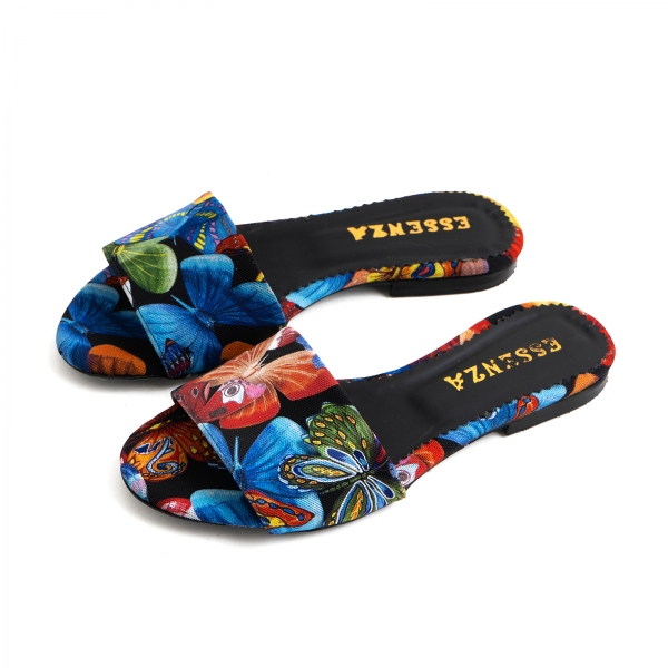 Flip flops din piele naturala cu print floral [3]