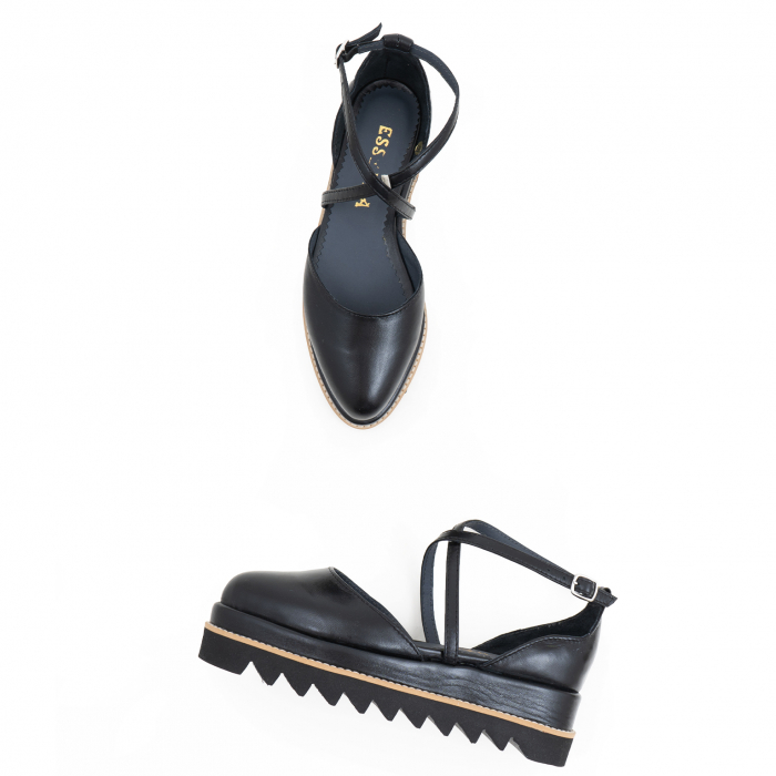 Pantofi decupati, din piele naturala neagra [3]