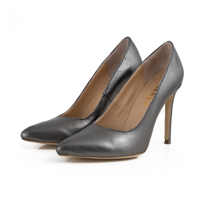 Pantofi Stiletto din piele gri metalizat [3]