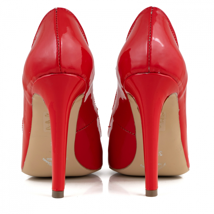 Pantofi Stiletto din piele lacuita rosie [5]