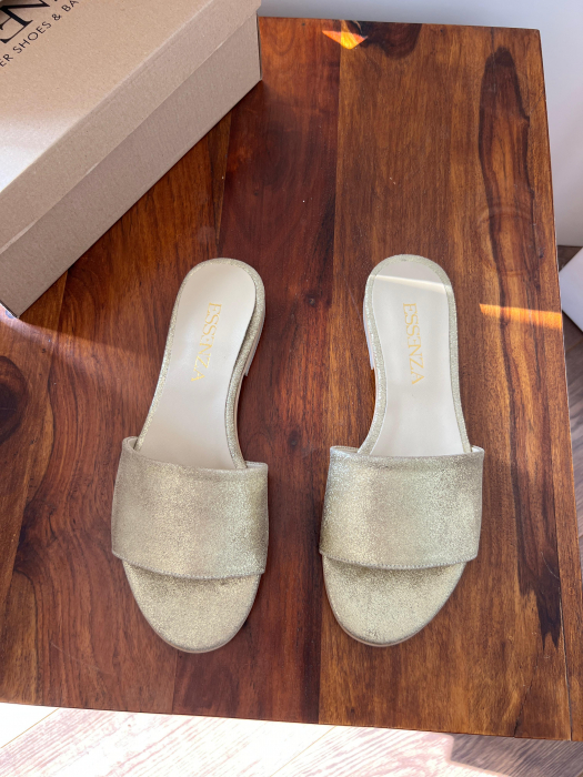 Flip flops din piele naturala auriu. [2]