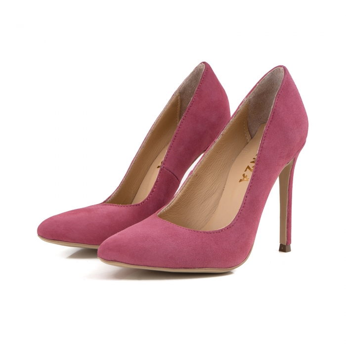 Pantofi Stiletto din piele intoarsa roz [2]