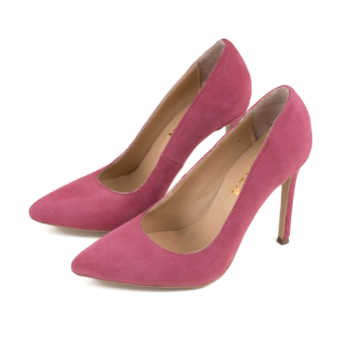Pantofi Stiletto din piele intoarsa roz [3]