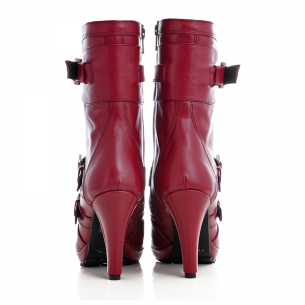 Ghete din piele naturala visinie cu siret din piele [3]