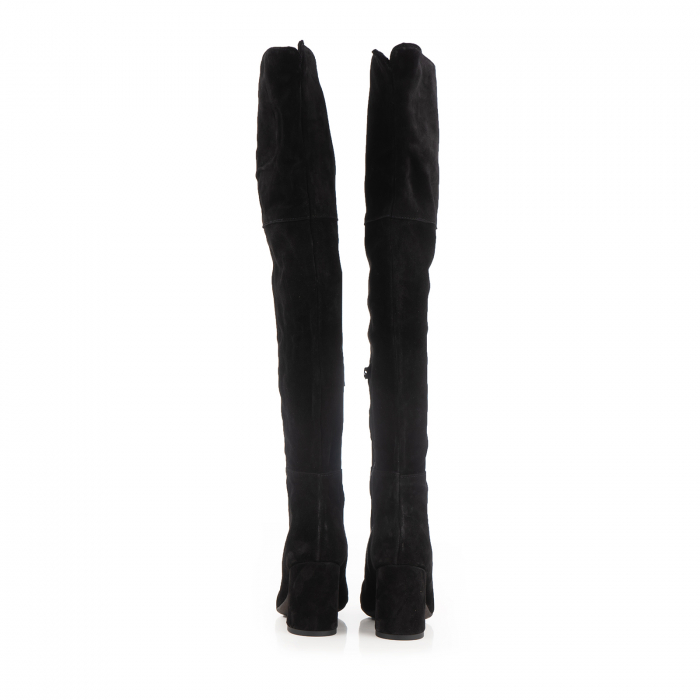 Cizme peste genunchi, din piele intoarsa neagra cu toc de 7cm [5]