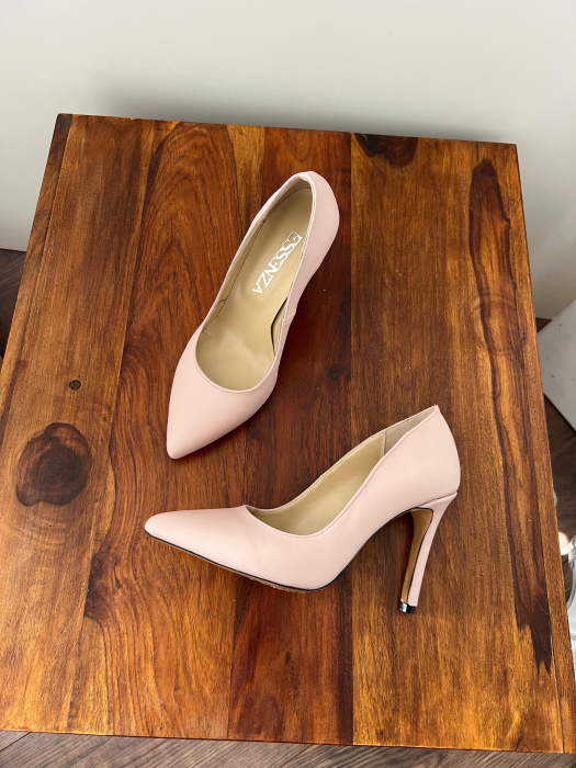 Pantofi stiletto realizati din piele naturala roz. [4]