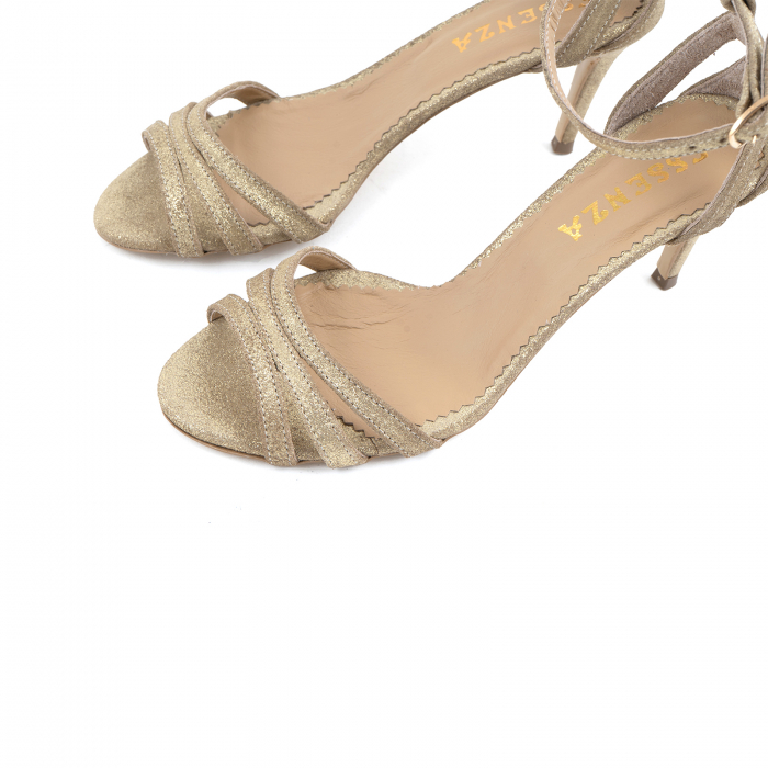 Sandale din piele glitter aurie [3]