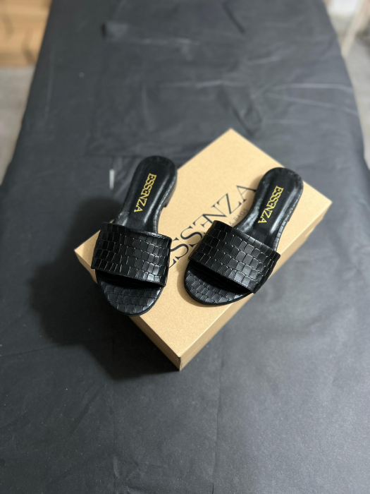 Flip flops din piele naturala neagra croco [3]