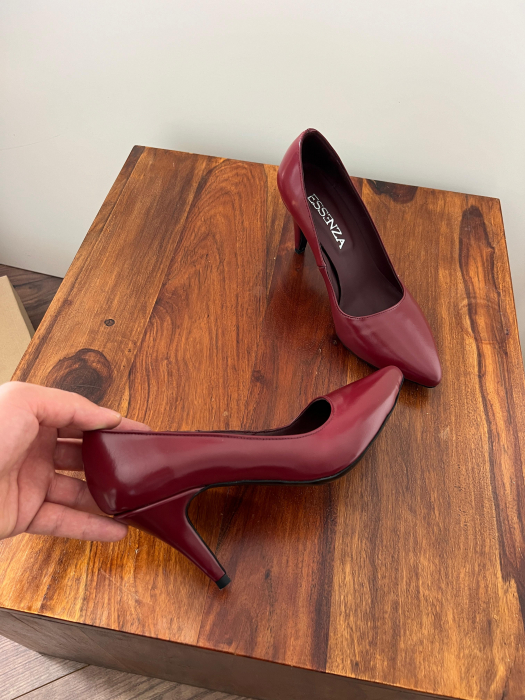 Pantofi stiletto din piele naturala visinie [3]