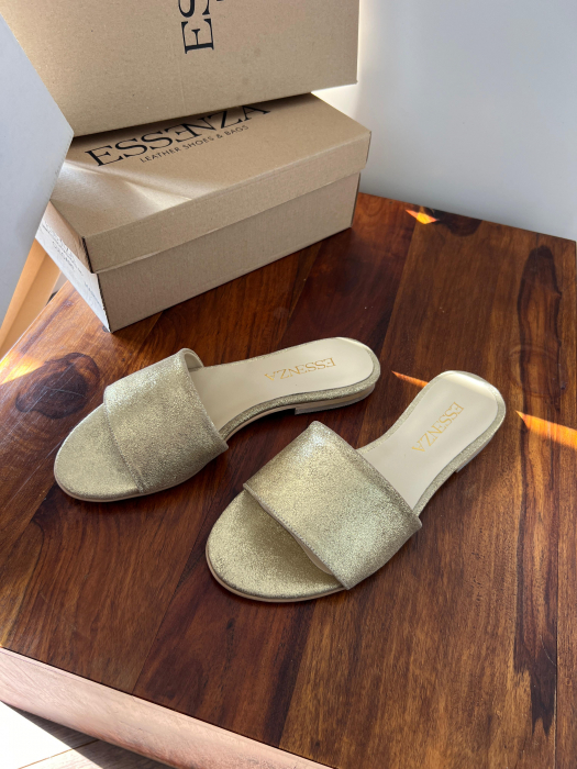 Flip flops din piele naturala auriu. [1]