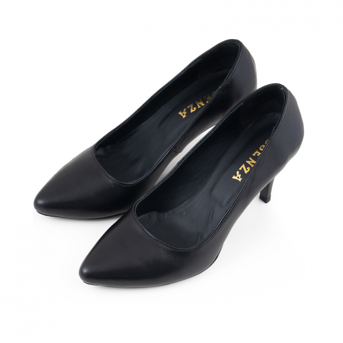Pantofi stiletto  din piele naturala neagra [4]