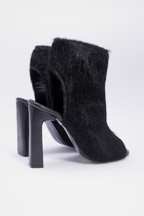Ely Black Pony Hair Sandals [3]