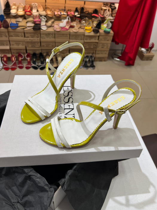 Sandale elegante din piele lacuita galbena si alba [1]