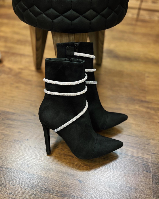 Botine Amina Crystal, din piele intoarsa neagra [3]