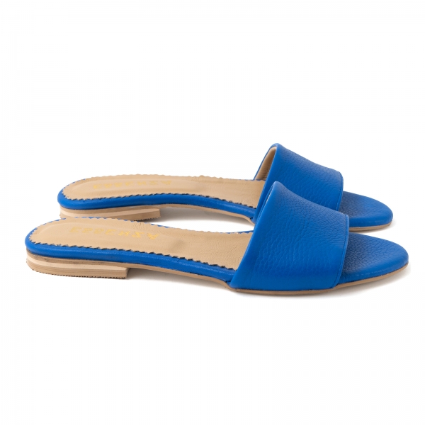 Flip flops din piele naturala albastru cobalt. [3]