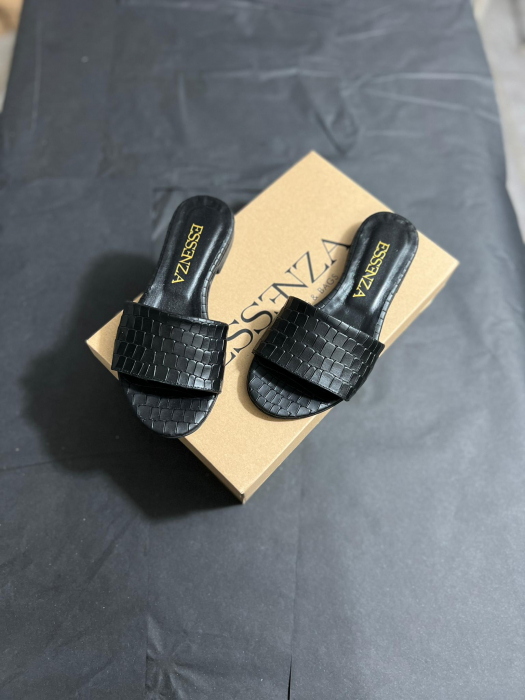 Flip flops din piele naturala neagra croco [1]