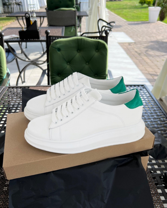 C127 sneakers white, green suede [3]