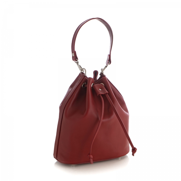 Poseta Kristy bucket din piele naturala visinie [2]