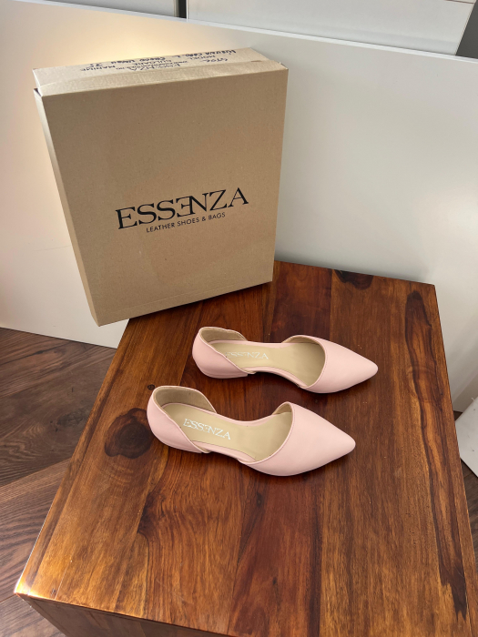 Balerini cu decupaj, din piele naturala nude rose. [3]