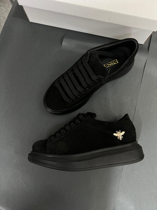 C127 sneakers All Black&gold Bee [2]