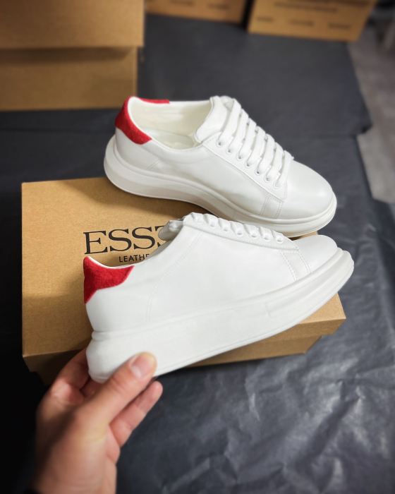 C127 sneakers white, red suede [2]