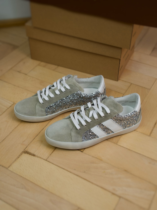 CA 1 DS  Beige Suede Glitter Sneakers [4]
