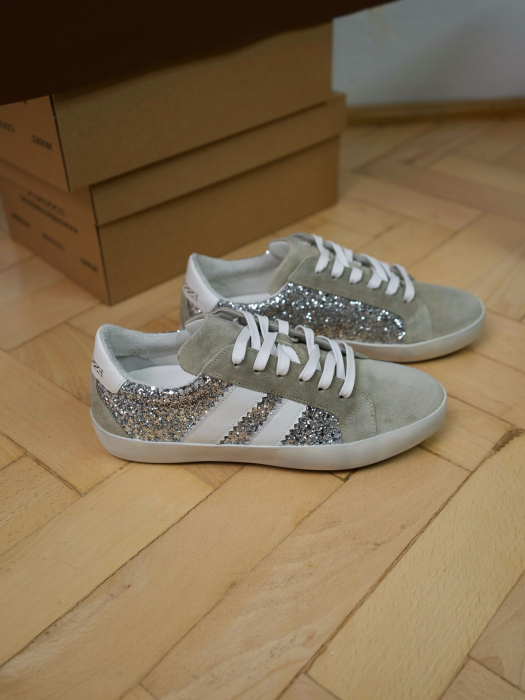 CA 1 DS  Beige Suede Glitter Sneakers [3]