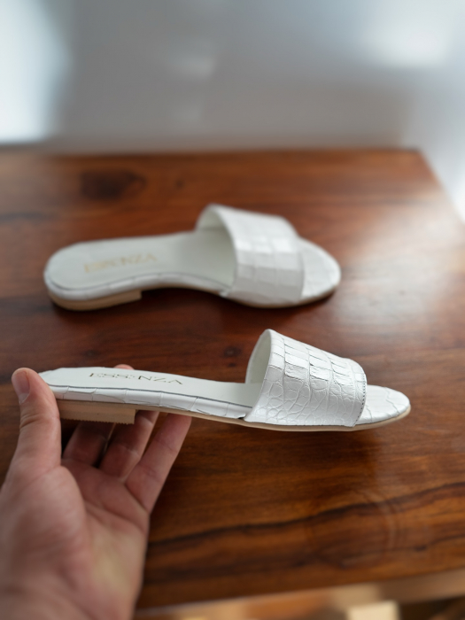Capri White Croco Slides [5]