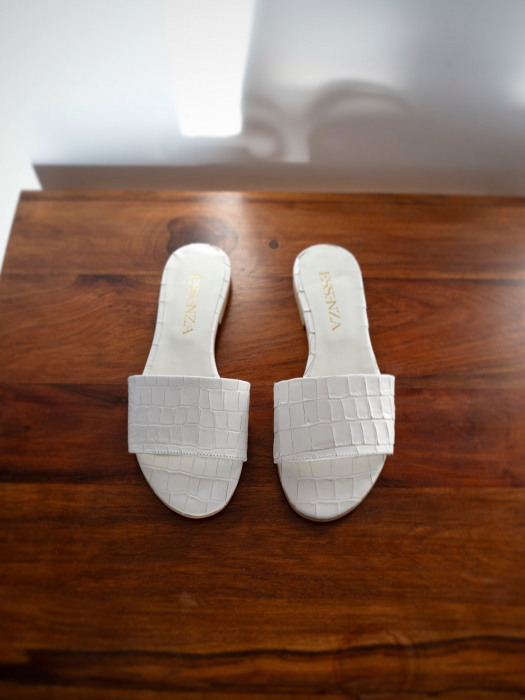 Capri White Croco Slides [3]