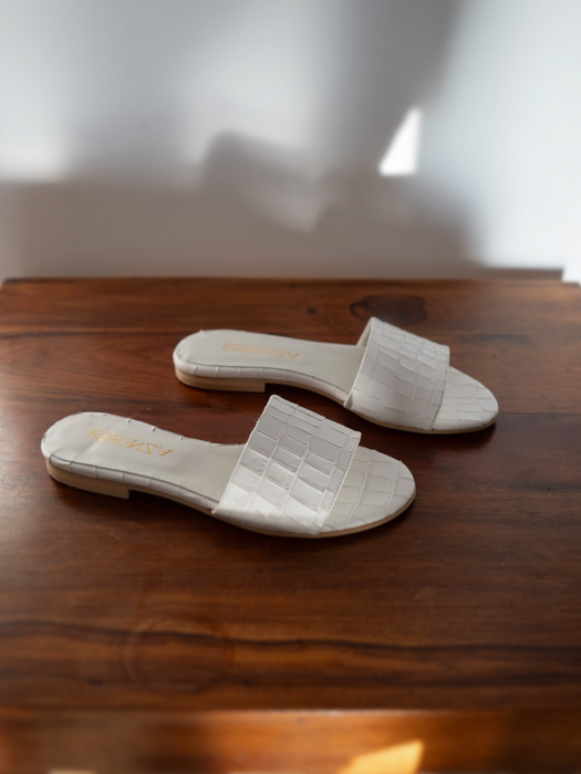 Capri White Croco Slides [2]