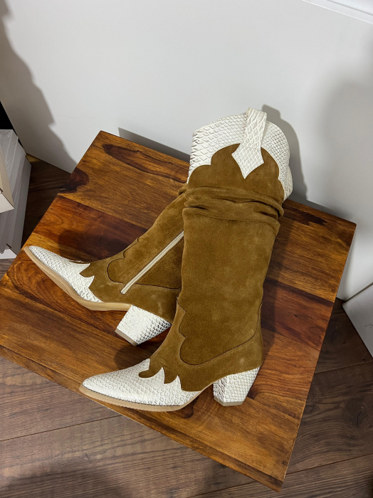 Ciocate inalte din piele intoarsa maron deschisa si piele sarpe [3]