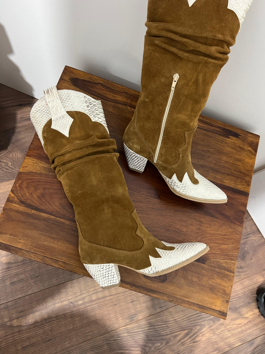 Ciocate inalte din piele intoarsa maron deschisa si piele sarpe [4]