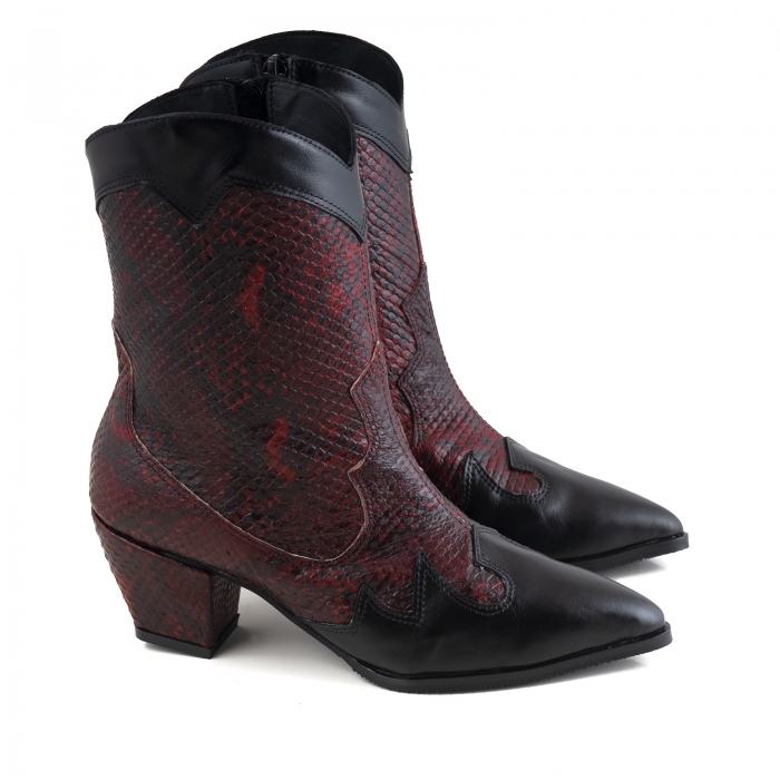 Ciocate  scurte,din piele naturala neagra, si piele visinie cu design tip sarpe [2]
