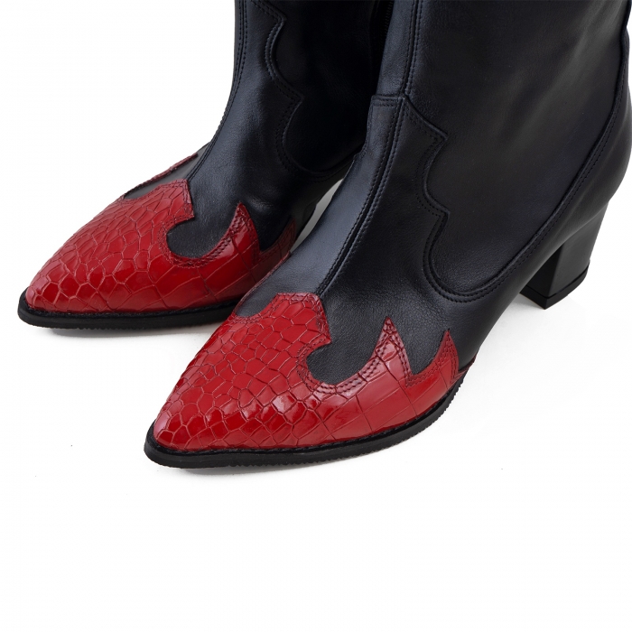 Ciocate scurte,din piele naturala neagra, si piele rosie cu design tip croco [3]