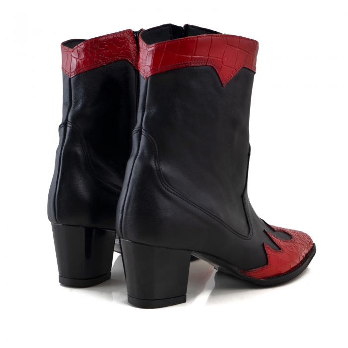 Ciocate scurte,din piele naturala neagra, si piele rosie cu design tip croco [4]