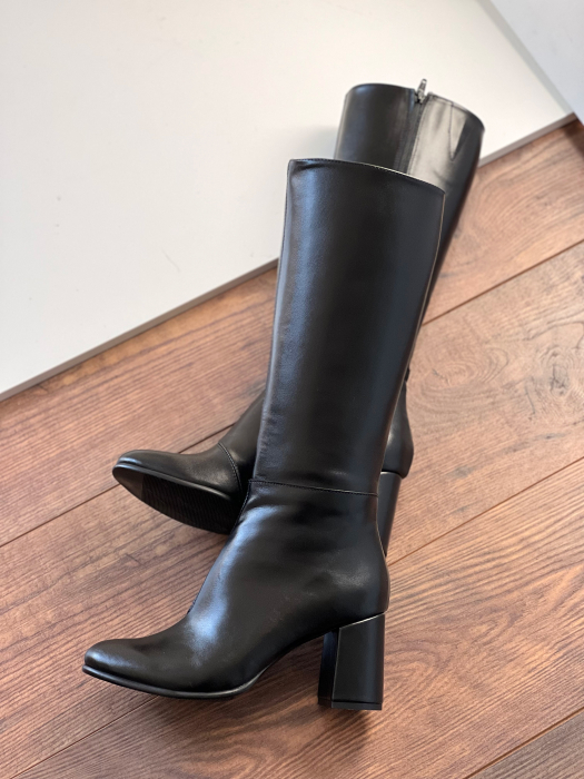 Cizme  din piele naturala  neagra, cu toc gros de 7cm [2]