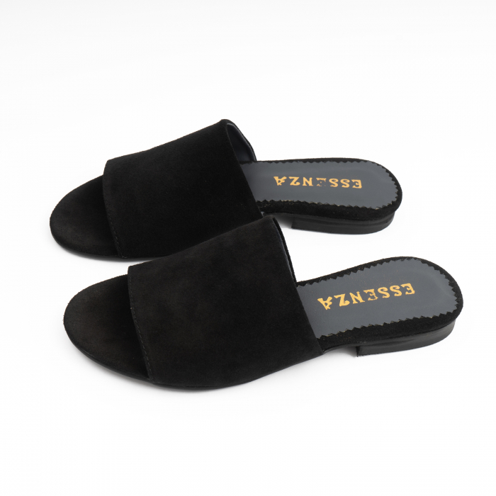 Flip flops din piele intoarsa neagra [2]