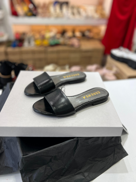 Flip flops din piele naturala neagra. [4]