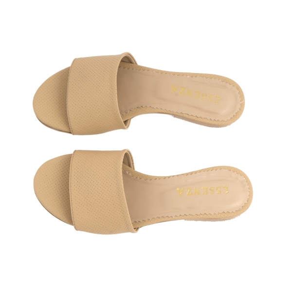 Flip flops din piele naturala nude cu perforatii [3]