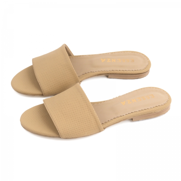 Flip flops din piele naturala nude cu perforatii [2]