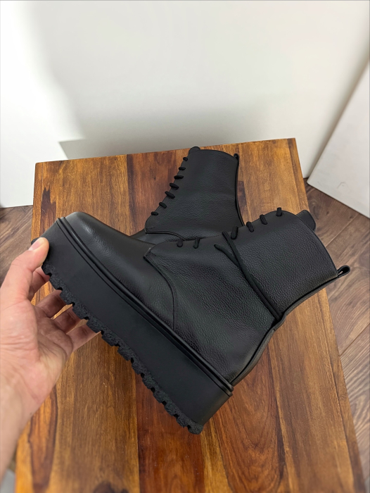 Ghete cu talpă groasă, din piele naturală bizonta neagra [2]