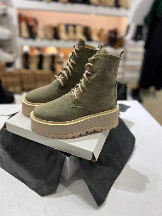 Ghete cu talpă groasă, realizati din piele naturală kaki [2]