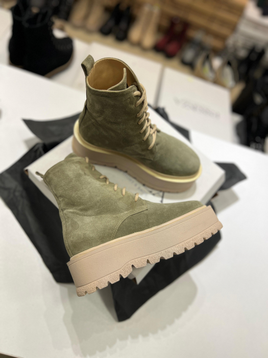 Ghete cu talpă groasă, realizati din piele naturală kaki [3]