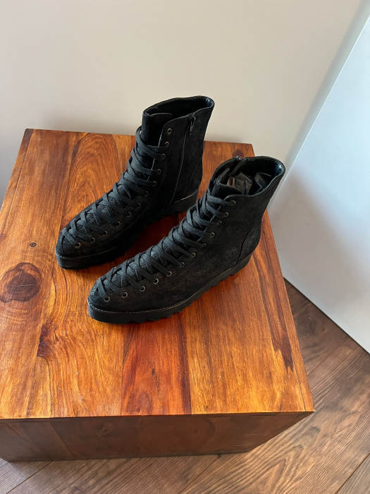 Ghete Everest din piele intoarsa neagra [1]